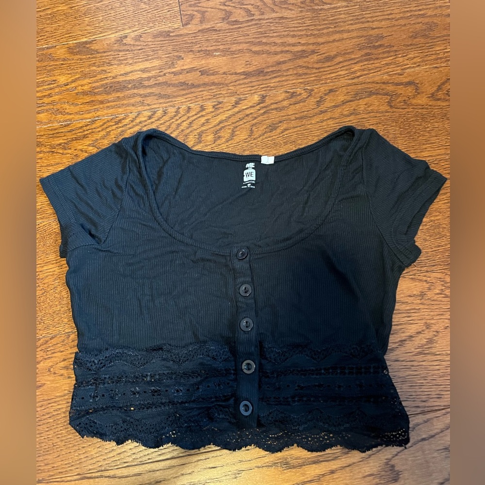 Pac Sun Black lace crop top; size xs